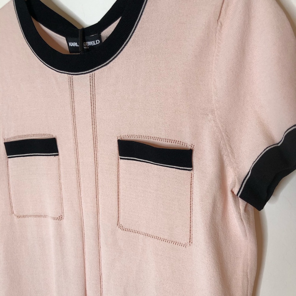 Karl lagerfeld pink black shirt sleeve top NWT - Picture 2 of 4